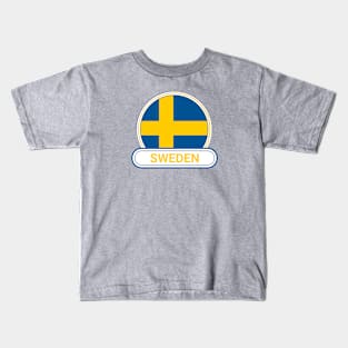 Sweden Country Badge - Sweden Flag Kids T-Shirt